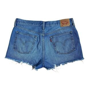Levi's 501 Denim Cutoff Blue Jeans Shorts Womens 32